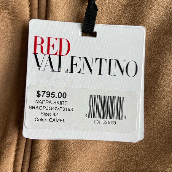 New with tags Red Valentino lamb skin leather tiered ruffle lace Nappa skirt 4 - Picture 4 of 15